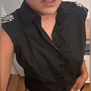 Elegant Black Embellished Blouse